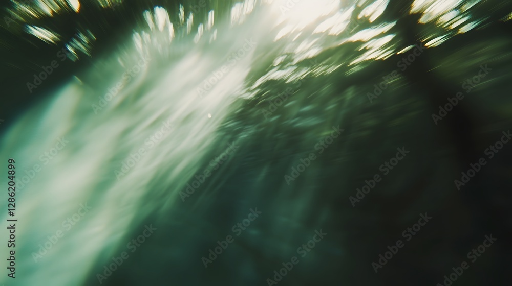 Poster mesmerizing close up of water at sunset with shimmering emerald and jade hues cinematic motion blur 