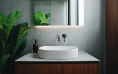 Fototapeta premium Modern bathroom design home interior minimalist aesthetic