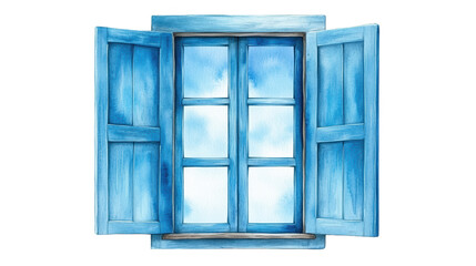 Obraz premium Serene blue window with a glass, tranquil scene of reflection and relaxation
