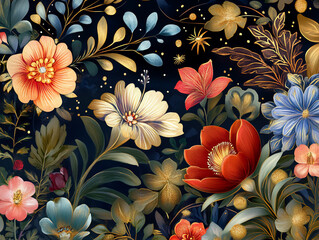 Fototapeta premium seamless pattern with flowers