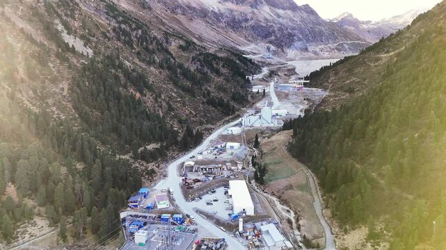 Aerial view of industrial construction site K&uuml;htai valley to built a new storage power station