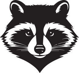 A black and white logo type raccoon silhouette design - raccoon icon design