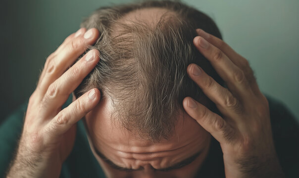 Hombre sufriendo de ca&iacute;da de cabello