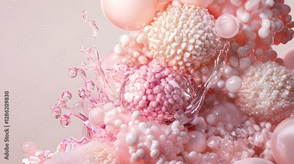 Poster detailed showcasing the molecular structure and geometric pattern of a vitamin particle this creativ