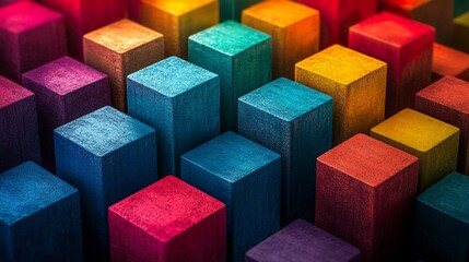 Obraz premium Colorful Wooden Blocks Abstract Background Texture