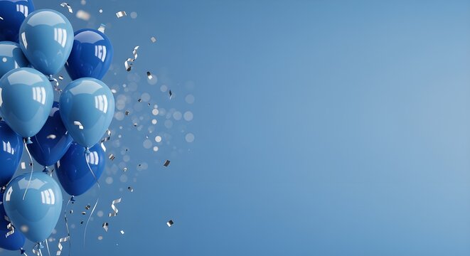 Tema de celebración de banner de fondo de globos azules dulces festivos
