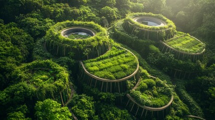Unique Eco-Friendly Architecture Surrounded by Lush Greenery and Nature's Beauty