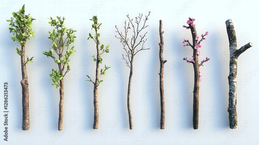 Aufkleber a row of branches creating a natural, organic pattern against a pure background