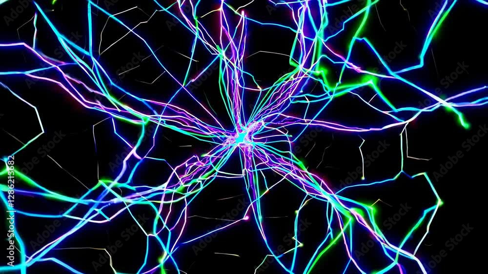 Fototapete Experience mesmerizing light patterns and vibrant colors swirling in an abstract digital display in motion