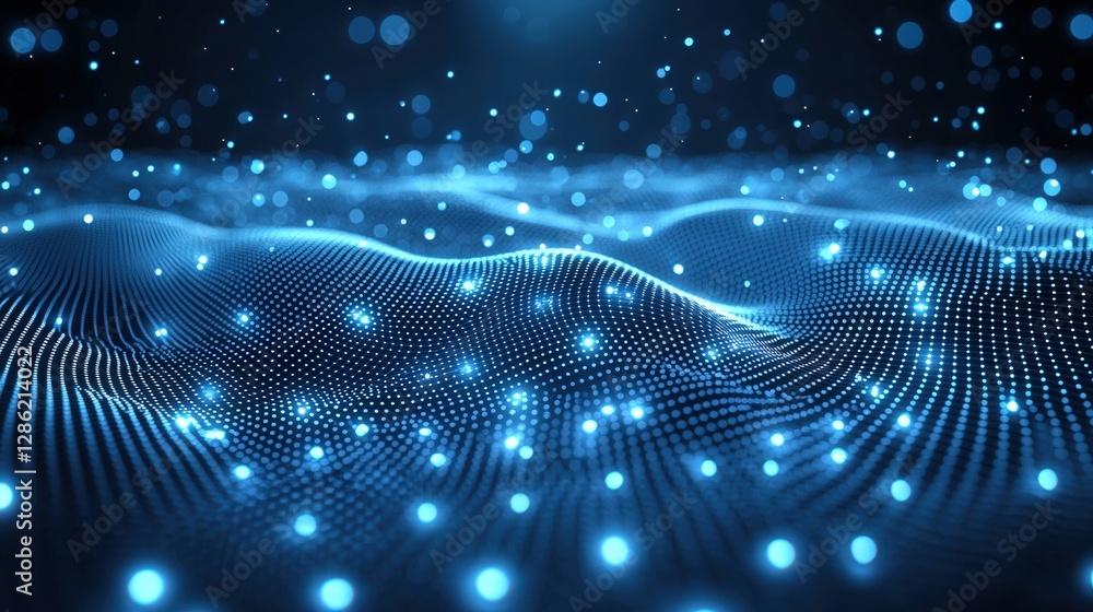 Poster abstract technology background with interconnected dots and lines creating a network effect