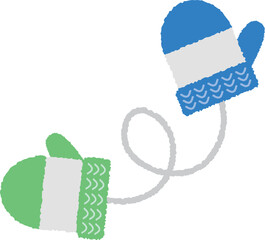 毛糸の手袋ミトン・青と緑