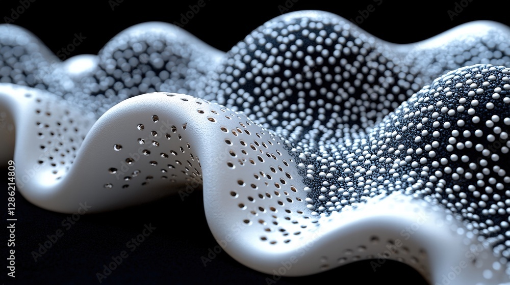 Poster closeup view of a white object with holes showcasing intricate patterns and textures