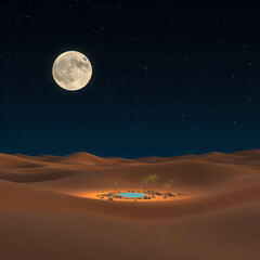 desert landscape with moon