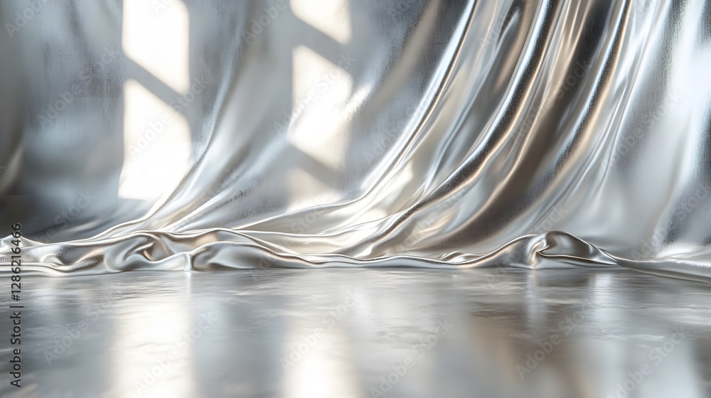 Poster elegant and luxurious flowing satin fabric with graceful curves shimmering sheen and abstract patter