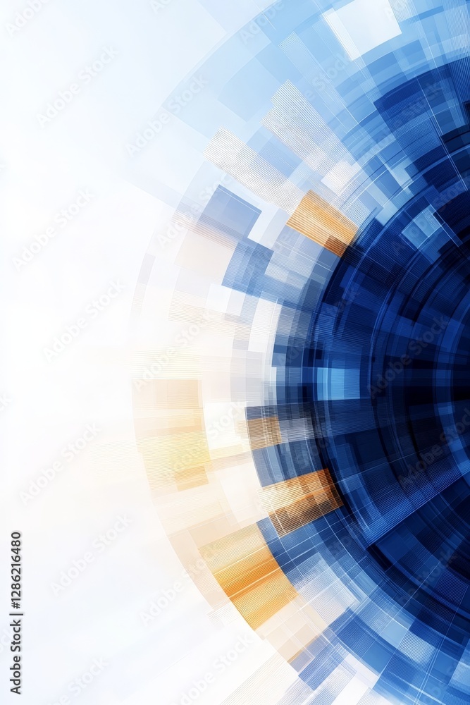 Aufkleber abstract futuristic motion blur digital background with blue and white radial streaks high speed dat