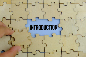 Fototapeta premium text of INTRODUCTION on wooden puzzle as a business and finance concept. 