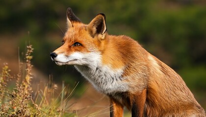 Fototapeta premium red fox portrait smart foxes in natural habitat