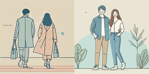 Vector of a couple walking