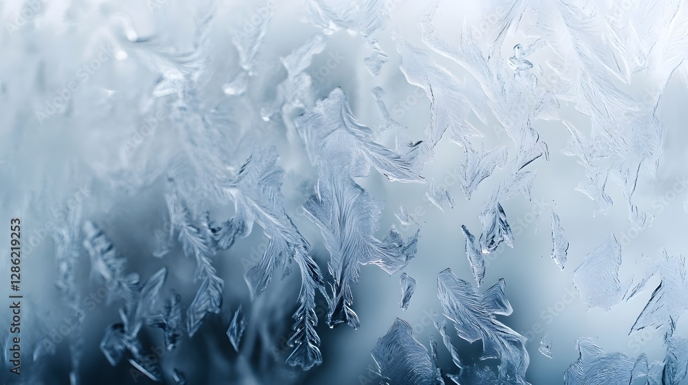 Poster captivating winter frost patterns on glass serene and ethereal natural artwork with delicate intrica