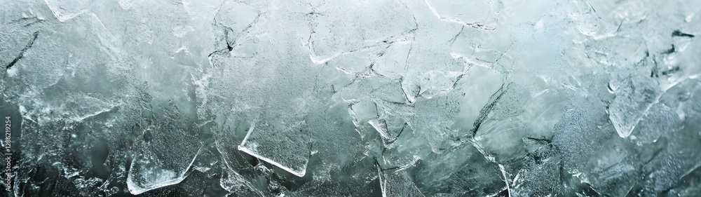 Aufkleber close up detailed view of a frozen ice texture in a winter landscape setting showcasing intricate cr