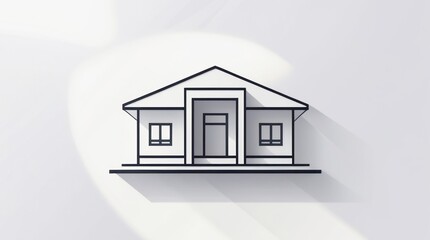 Minimalist House Illustration with Geometric Shadows and Clean Lines