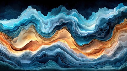 Obraz premium Artistic painting depicting a majestic wave of water capturing the fluidity of nature