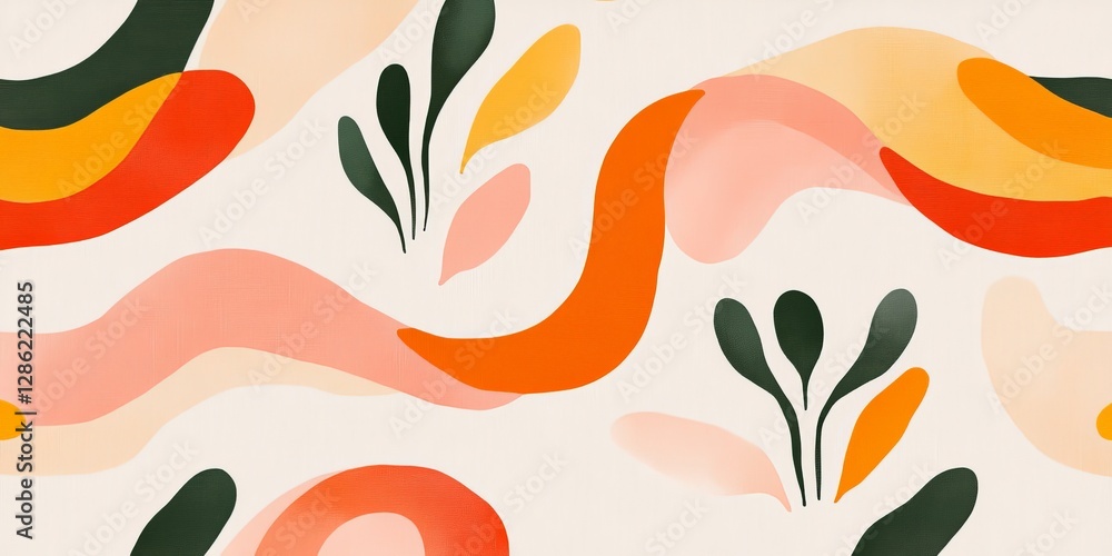 Aufkleber seamless abstract pattern with organic shapes and earthy tones in fluid motion creating a modern art