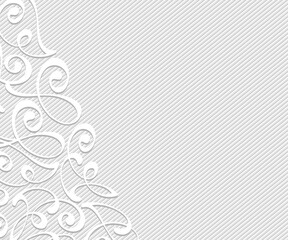 3224.eps  Abstract background with decorative vignettes of lines. Vector illustration. Place for text. Gray on white.