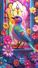 Fototapeta premium colorful bird on a branch