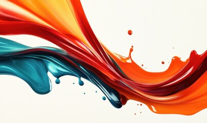 Colorful liquid splash wave on white background for abstract designs