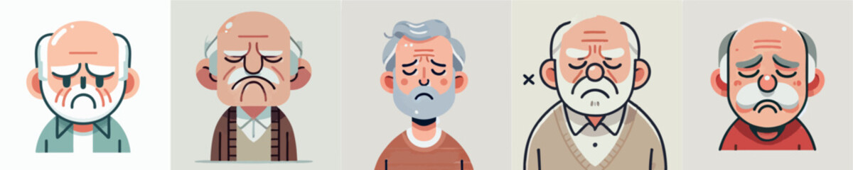 Vector of a sulking and angry grandfather and grandmother