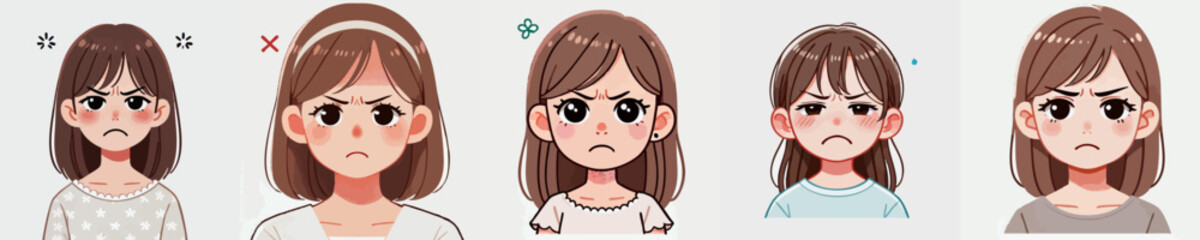 Vector of a child who is sulking and angry