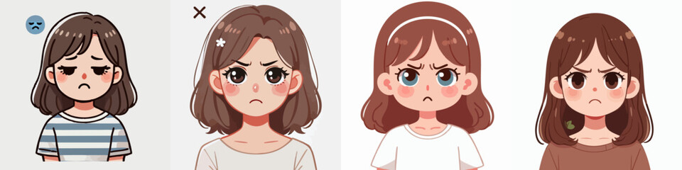 Vector of a child who is sulking and angry