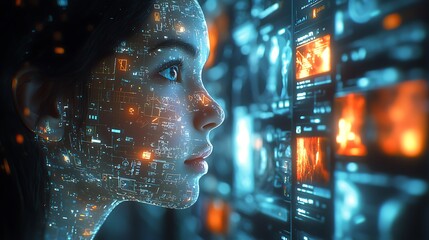 A vibrant social network featuring real-time polls and surveys, holographic avatars, and an intuitive user interface, 