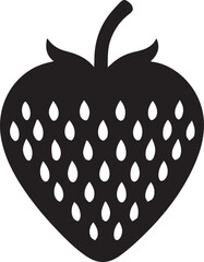 A black and white strawberry silhouette design - strawberry icon design