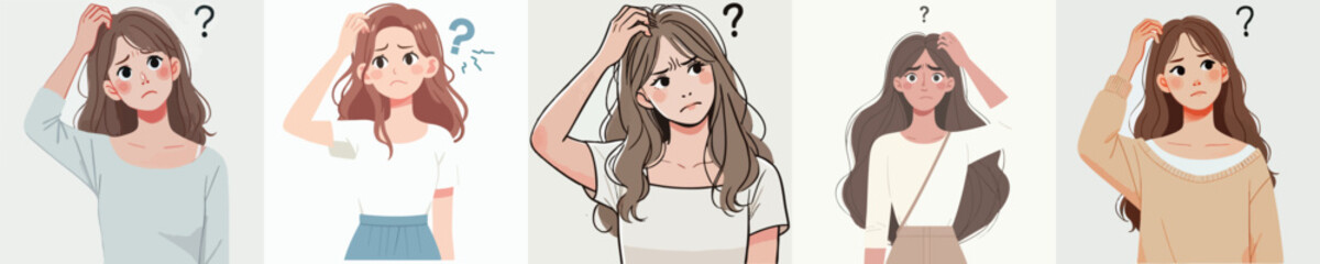 Vector of a person feeling confused while scratching his head