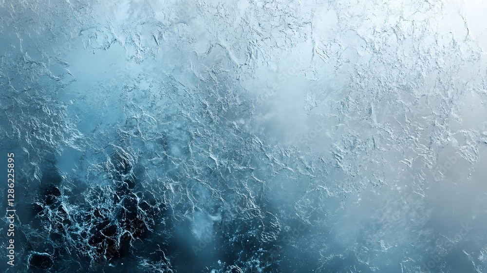 Leinwandbilder closeup view of a frozen icy abstract textured surface with intricate patterns of snowflake crystals