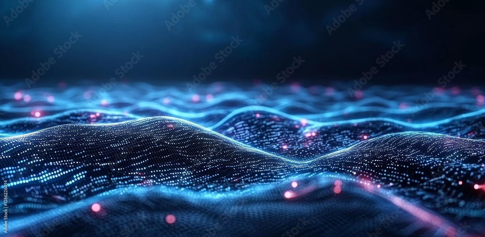 Fototapete website template showcasing stock and machine deep learning technology with a sci-fi aesthetic for t