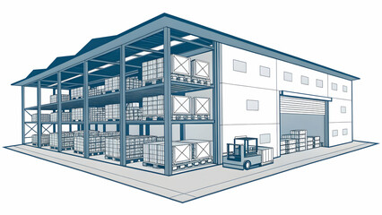 Obraz premium 3D Flat Icon: Silhouette of Storage Rack & Financial Report for Inventory Turnover