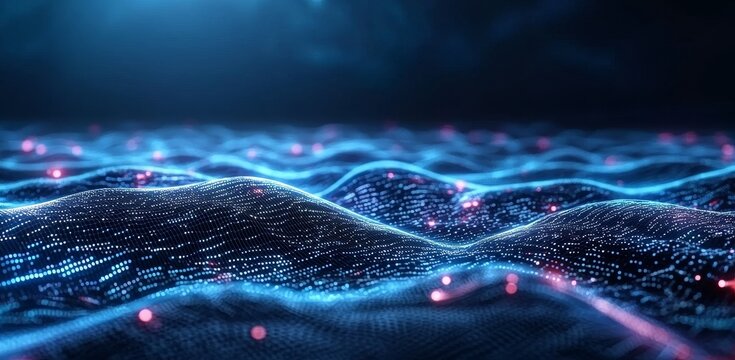 Website template showcasing stock and machine deep learning technology with a sci-fi aesthetic for the landing page