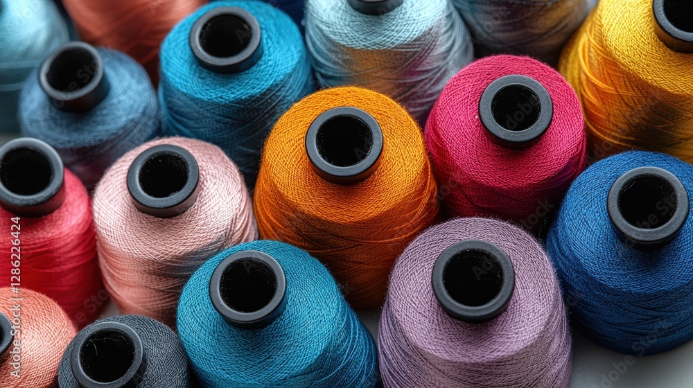 Poster a collection of colorful spools showcasing a beautiful array of hues ideal for crafting projects