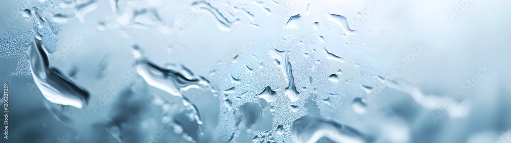 Leinwandbilder closeup view of intricate and delicate frozen crystalline texture and pattern on a transparent surfa
