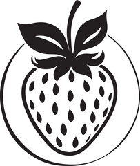 A black and white strawberry silhouette design - strawberry icon design