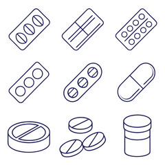 Healthcare and Pharmacy Dosage Icons Set