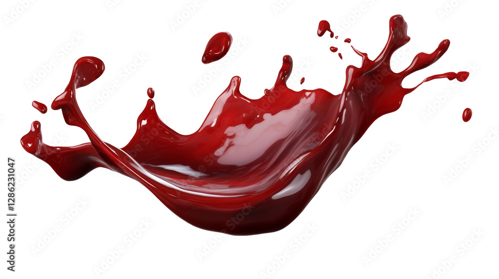 Poster dynamic red liquid splash on transparent background png image for creative design studio environment