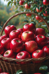 Korb mit roten glänzenden Äpfeln