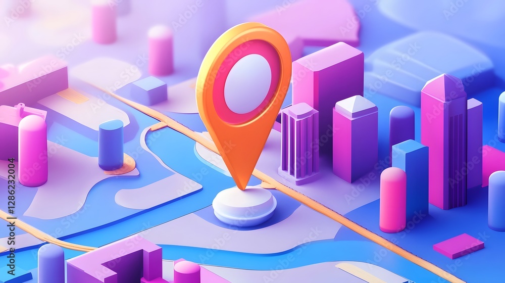 Fototapete detailed 3d rendered of a vibrant and modern city skyline with skyscrapers streets and roads a navig