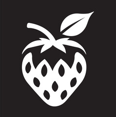 A black and white strawberry silhouette design - strawberry icon design