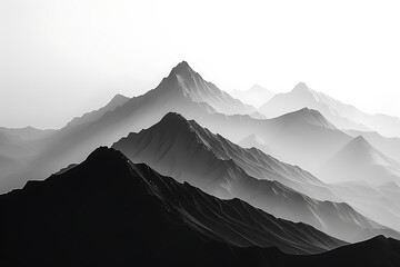 mountain silhouette, a simple silhouette of an alpine mountain peak with gradients and soft lighting creates depth emphasizes sharpness at ridge ends for texture