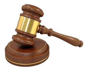 Wooden Judge Gavel with Golden Accents